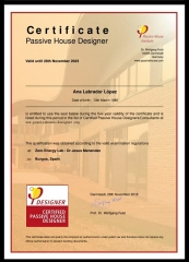 Certificado de Diseñadora Passive House Ana Labrador