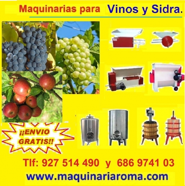 maquinas para vinos y sidra, prensas, estrujadoras, depositos