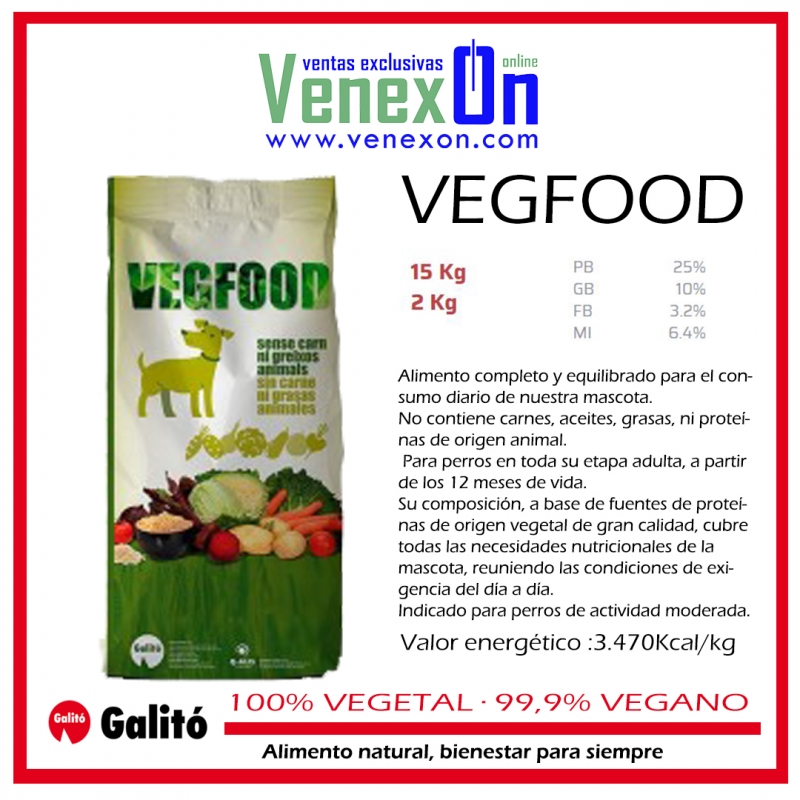 Pienso para perros vegetariano 100% 99% vegano VEGFOOD