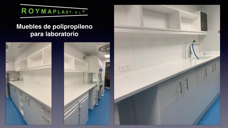 Muebles de laboratorio de polipropileno colores: RAL 7032 Beige - RAL 7035 Gris - RAL 9010 Blanco