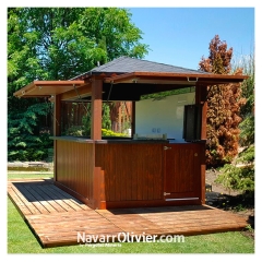 Garden bar modelo lemon modulo de  madera a 4 aguas para jardin, terraza, playa o piscina
