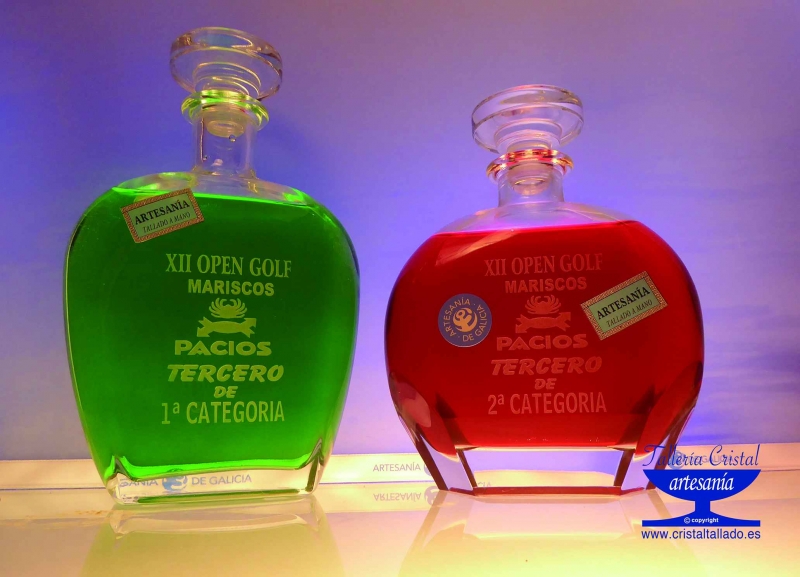 botellas trofeos cristal