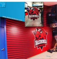 Escudo e impresion digital en pano de 25 m² para saski baskonia, aoketarotulacion , rotulosvitoria