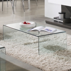 Mesa cheval de centro, cristal 100 x 48 cm, mesa baja de cristal