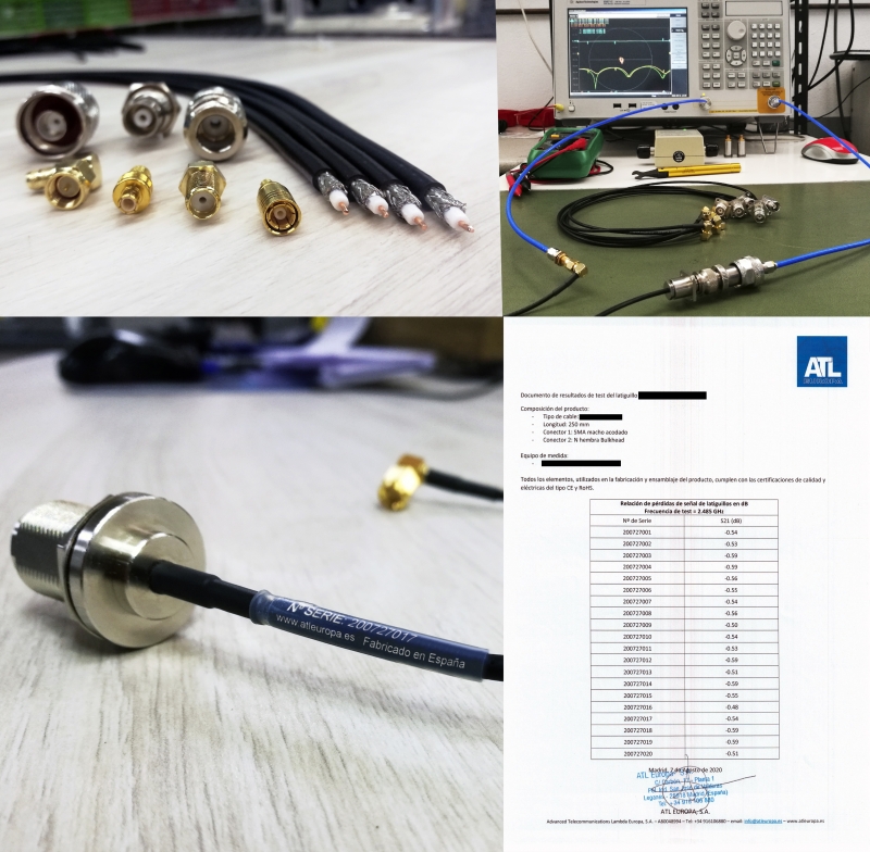 Latiguillos RF personalizados, cables coaxiales conectorizados, certficiacin de prdidas