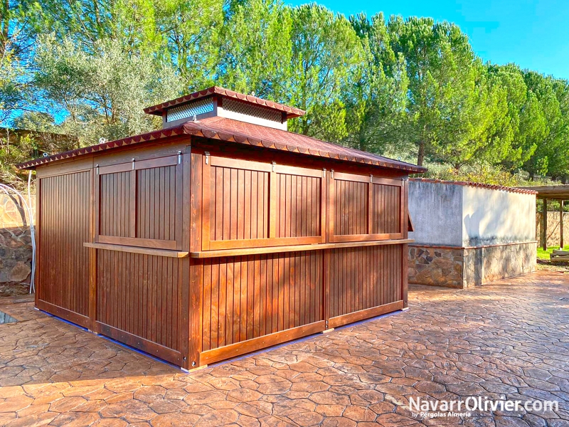 chiringuito de madera desmontable para piscina natural en Badajoz 