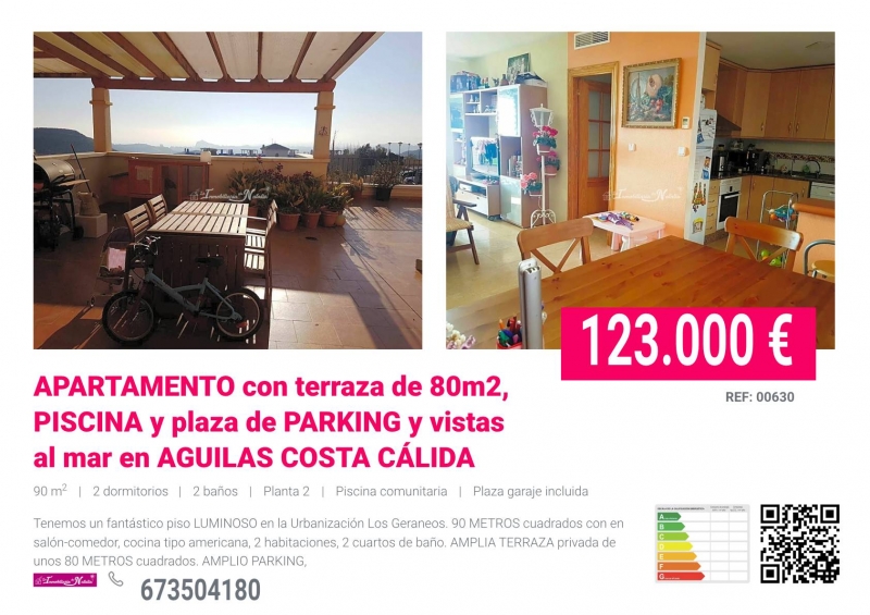 Apartamento con piscina garaje y vistas al mar