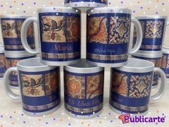 Tazas plata metalizadas sublimadas personalizadas con nombre individual, a todo color