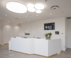 Mostrador recepcion en corian para electricidad llano