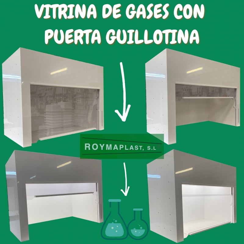 Vitrina para gases con puerta guillotina y luz