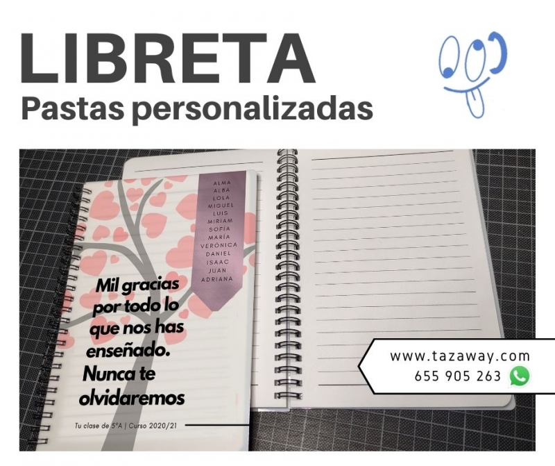 Libreta a rayas con pastas personalizadas | Ideal para regalar a profesores, maestras, compaeros...