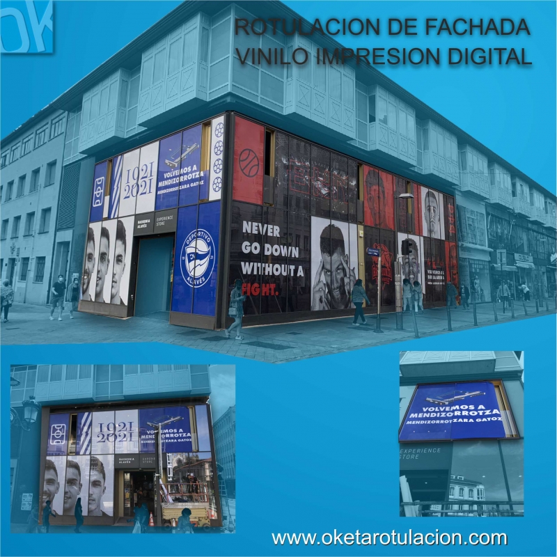 ROTULACION FACHADA TIENDA DEPORTIVO ALAVES / BASKONIA #oketarotulacion