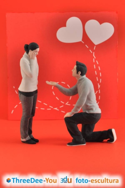 San Valentín, Día de los Enamorados - Los dos en 3d - ThreeDee-You Foto-Escultura 3d-u