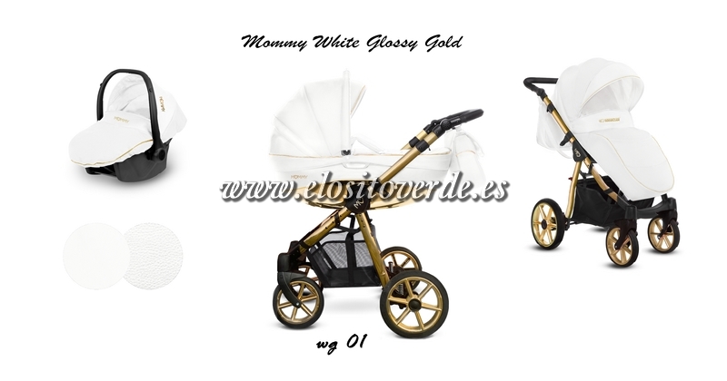 Mommy glossy carro de bebé blanco oro