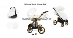 Mommy glossy carro de beb blanco oro