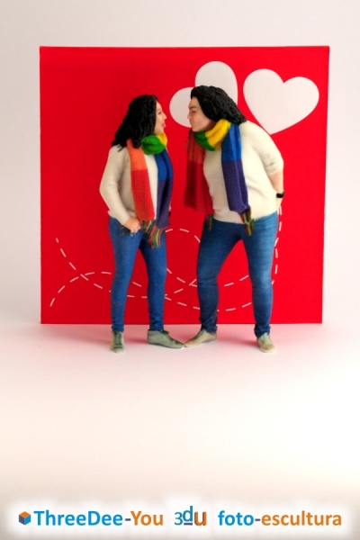 San Valentín, Día de los Enamorados - Los dos en 3d - ThreeDee-You Foto-Escultura 3d-u