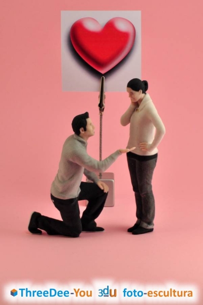 San Valentín, Día de los Enamorados - Los dos en 3d - ThreeDee-You Foto-Escultura 3d-u