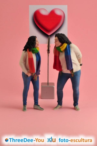 San Valentín, Día de los Enamorados - Los dos en 3d - ThreeDee-You Foto-Escultura 3d-u