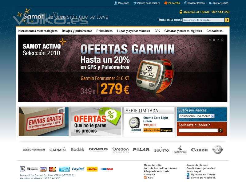 Pgina principal de la tienda online www.samot.es