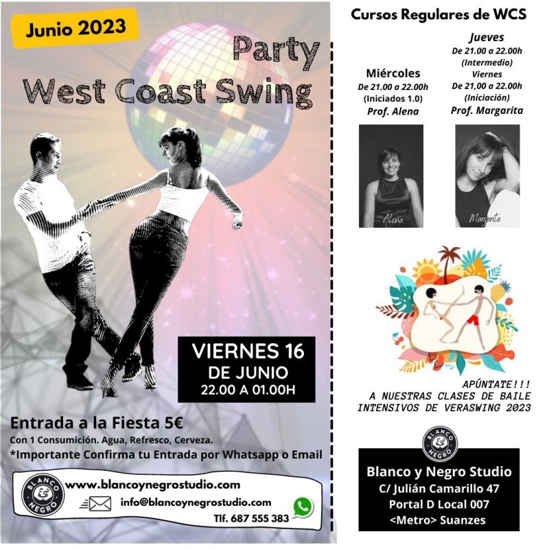 Westie Party Night. Fiesta West Coast Swing en Blanco y Negro Studio