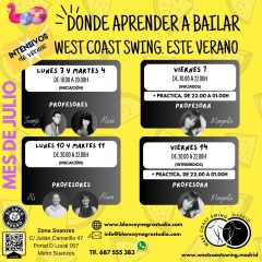 Incripcion intensivos de verano west coast swing en madrid blanco y negro studio veraswing 2023