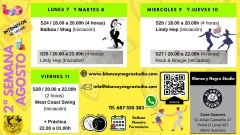 2ª semana intensivo de agosto verano 2023 swing, lindy hop y rock & roll en blanco y negro studio