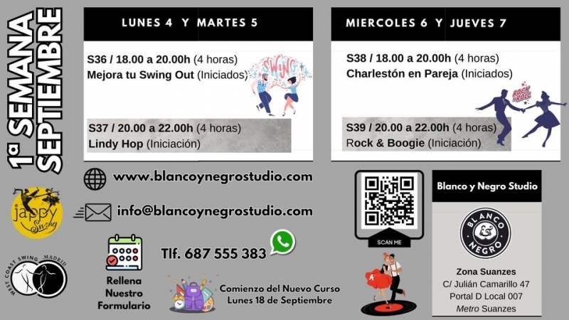 1ª Semana Intensivos de Septiembre en Blanco y Negro Studio.