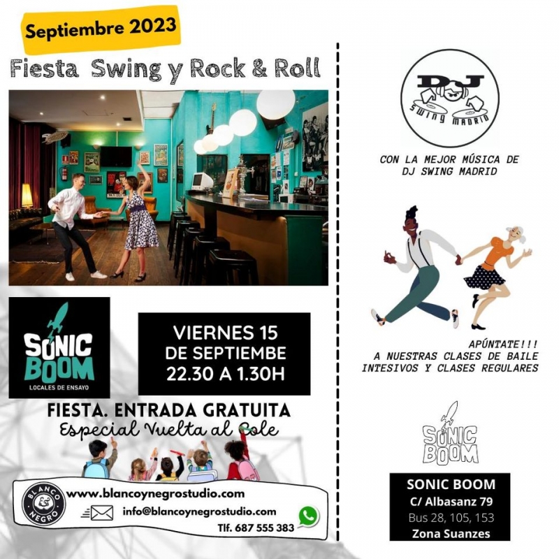 Vuelta al Cole. Sesin Sonic Swing. Fiesta Swing y Rock & Roll. Entrada Gratuita.