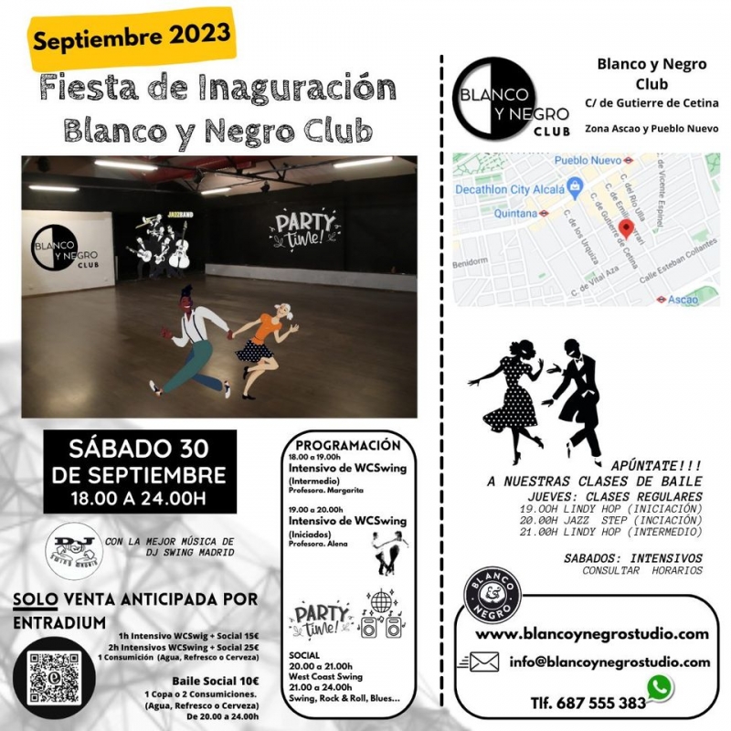 Fiesta de Inaguración de Blanco y Negro Club. Intensivos de Baile + Social