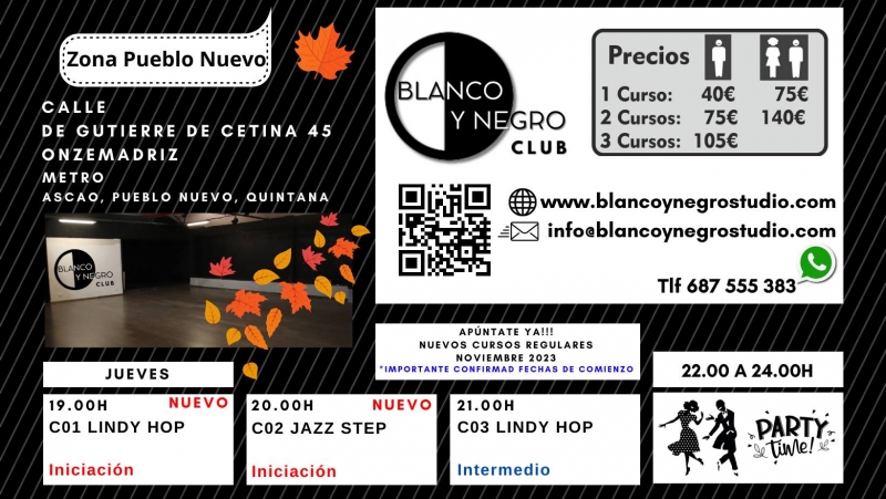 Clases de Baile Lindy Hop, Swing y Rock & Roll en Blanco y Negro Club.