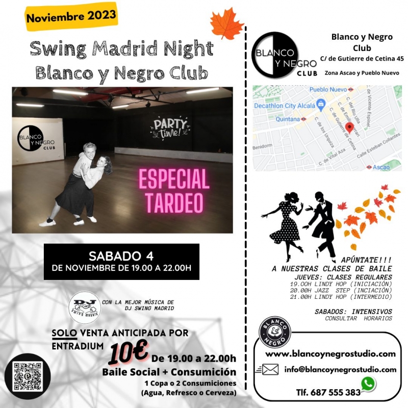 Swing Madrid Night Sbado Tardeo. Baile Social Swing, Rock & Roll y Blues en Blanco y Negro Club