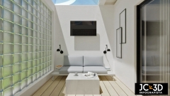Infografa 3d; habitacin verstil. solrium con techo abatible. j capmany | profesional 3d