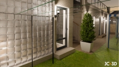 Infografía 3D de exterior; jardín de vivienda unifamiliar. J Capmany de Profesional 3D