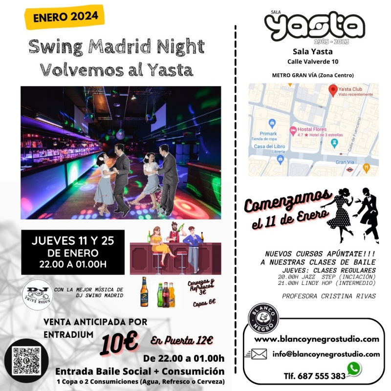 Swing Madrid Night Jueves. Volvemos al Yasta 25 Enero 2024