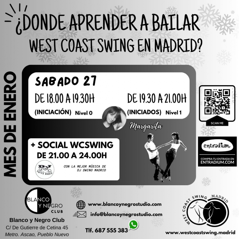 Swing Madrid Night Sábados. Especial West Coast Swing. En Blanco y Negro Club.