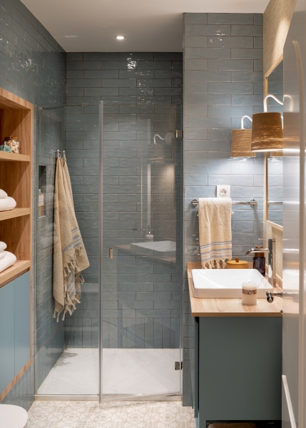 Decoración de baño en azules. Sube Interiorismo Bilbao