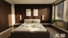Infografía 3D. Decoración de dormitorio: Estilo minimalista. J Capmany Profesional 3D