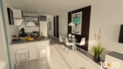Funcionalidad y amplitud cocina y comedor infografias 3d j capmany profesional 3d