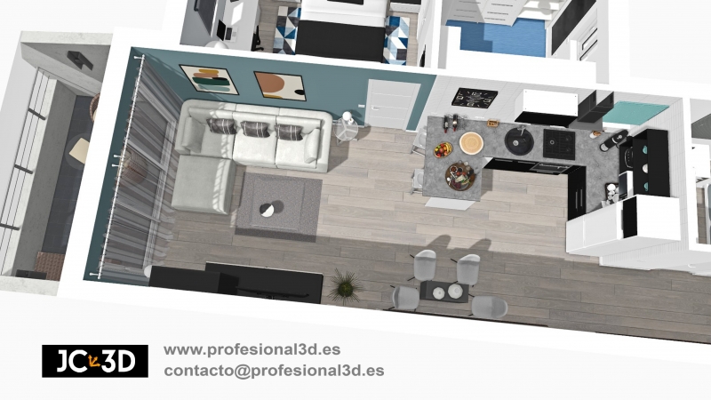 Plano comercial para inmobiliarias. J Capmany Profesional 3D. Infografista