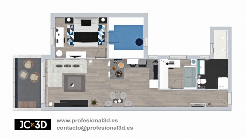 Plano de planta 2D para inmobiliarias. J Capmany Profesional 3D. Infografista