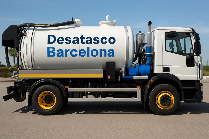 Camión cuba de empresa de desatascos urgentes en Barcelona