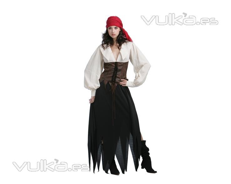 Disfraz de pirata o bucanera, incluye vestido con corpio y pauelo
