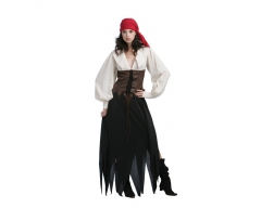 Disfraz de pirata o bucanera, incluye vestido con corpio y pauelo