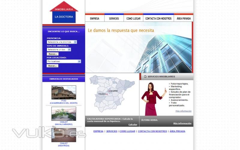 Empresa de servicios inmobiliarios de Navalcarnero, web con área privada de administración. Creada con CSS y ...