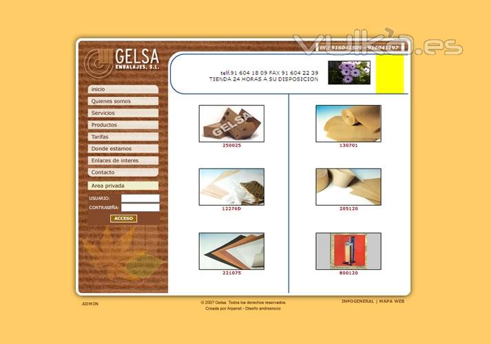 Empresa distribuidora de todo tipo de productos para embalar, con compra online para sus clientes. Creada en CSS y ...