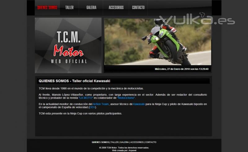 Taller oficial Kawasaki en Madrid. Creada en CSS sin programacin. http://www.tcmmotor.com