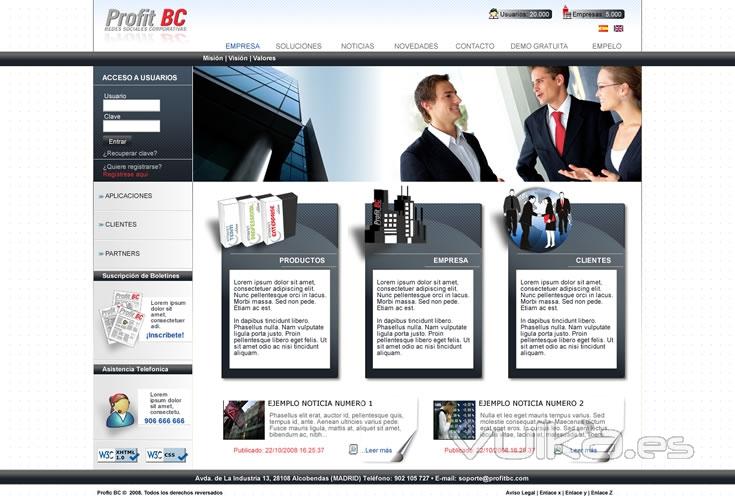 Web oficial de la aplicacin online ProfitBC. Creada en CSS, PHP y bases de datos MySQL. http://www.profitbc.com