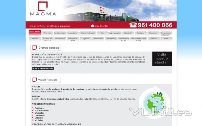 www.magmagrupo.com Diseño web de nuestro cliente Magma Grupo gestión de residuos