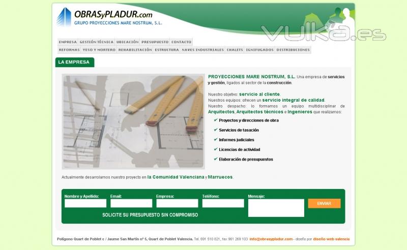 www.obrasypladur.com Diseño web de Obrasypladur, obras y reformas