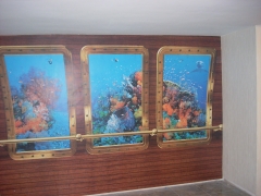 Mural efecto acuario, colocado en bodega